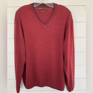 Perry Ellis Men’s V-Neck Merino Blend Maroon Sweater Size L